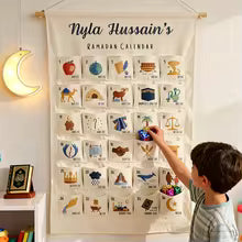 Calendrier de l'Avent personnalisé du Ramadan 30 jours pour enfant musulmane islamique garçon fille Kareem eid al Fitr décoration murale suspendue pour la maison