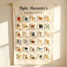 Calendrier de l'Avent personnalisé du Ramadan 30 jours pour enfant musulmane islamique garçon fille Kareem eid al Fitr décoration murale suspendue pour la maison